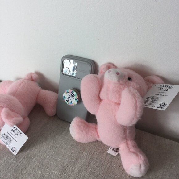 Lot of 2 Way to Celebrate Easter Small Lying Pink Pig Plush Stuffed Animal Toy - Picture 3 of 8